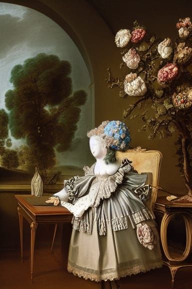 Baroque Apothecary Scene with Steampunk Elements