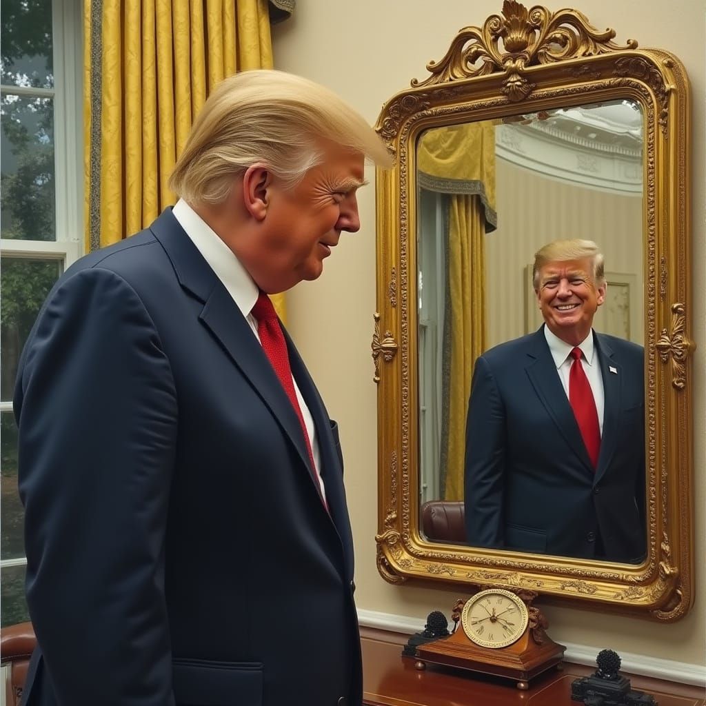 Trump and Kennedy: Oval Office Mirror Reflection