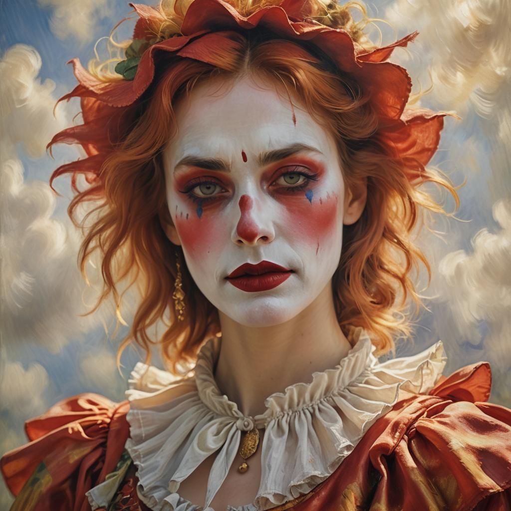 Clown with Impressionistic Brushstrokes in Soft Light