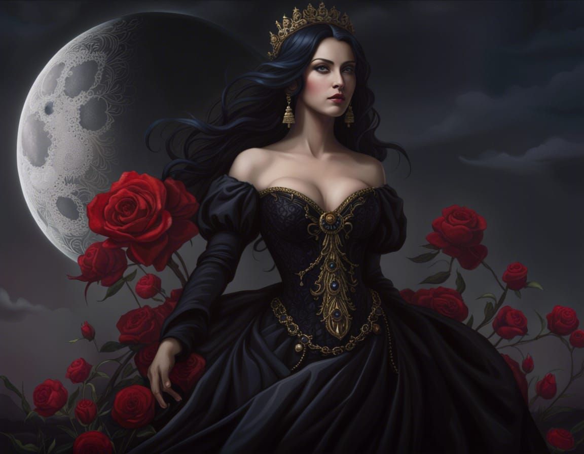 Elegant Vampire Queen Portrait in Gothic Horror Style