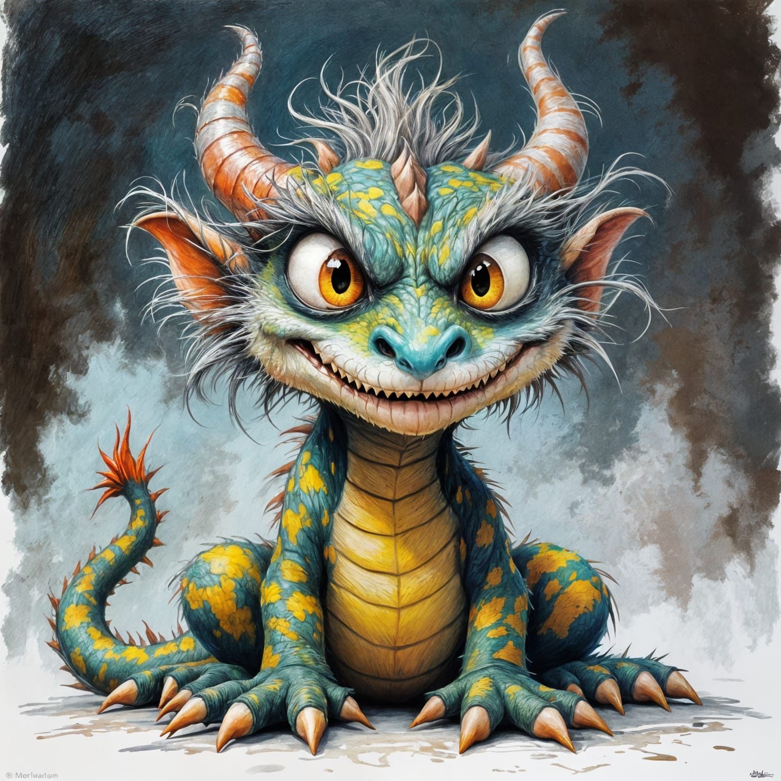 Ferocious Dragon Portrait in Fauvist Colored Pencil