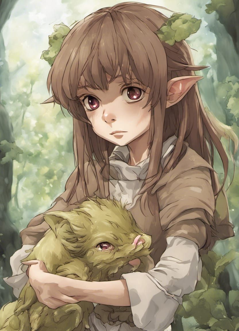 Gelfling with Brown Hair in Anime Style