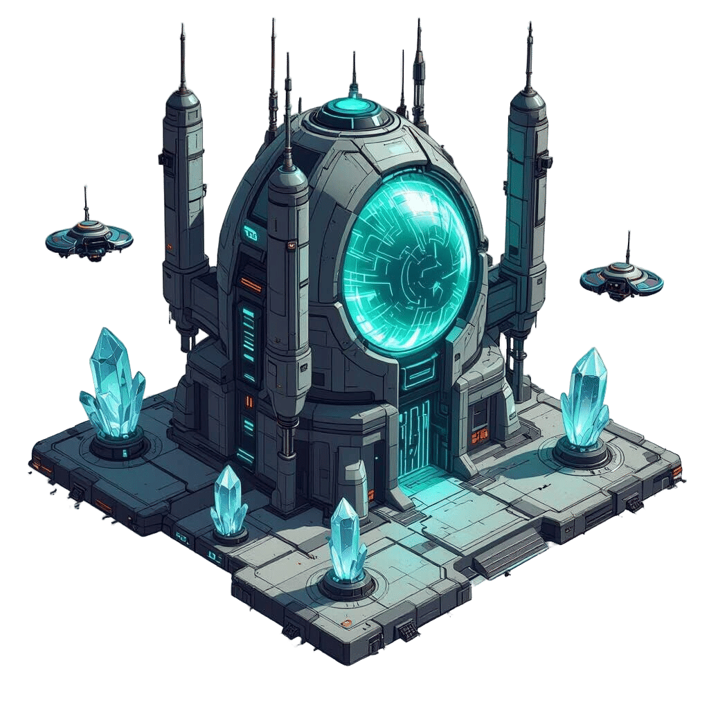 Alien Building Sprite with Pulsating Energy Core