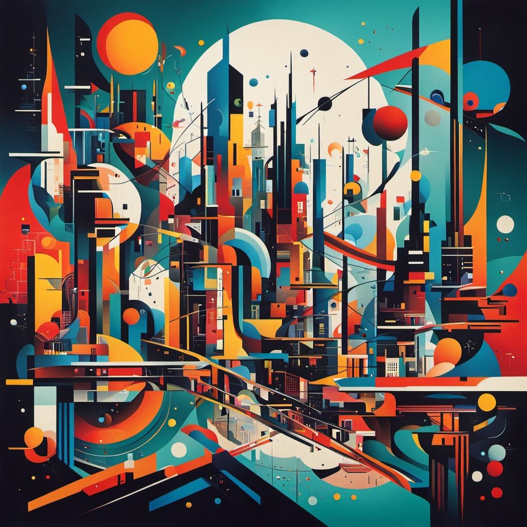 Surreal Futuristic Cityscape in Kandinsky Style