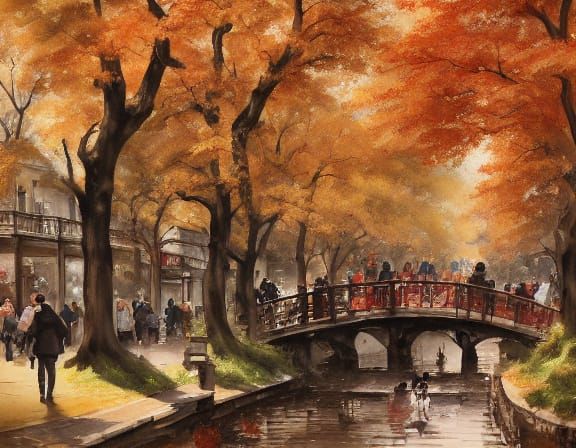 Cozy Autumn Park Scene with Couple