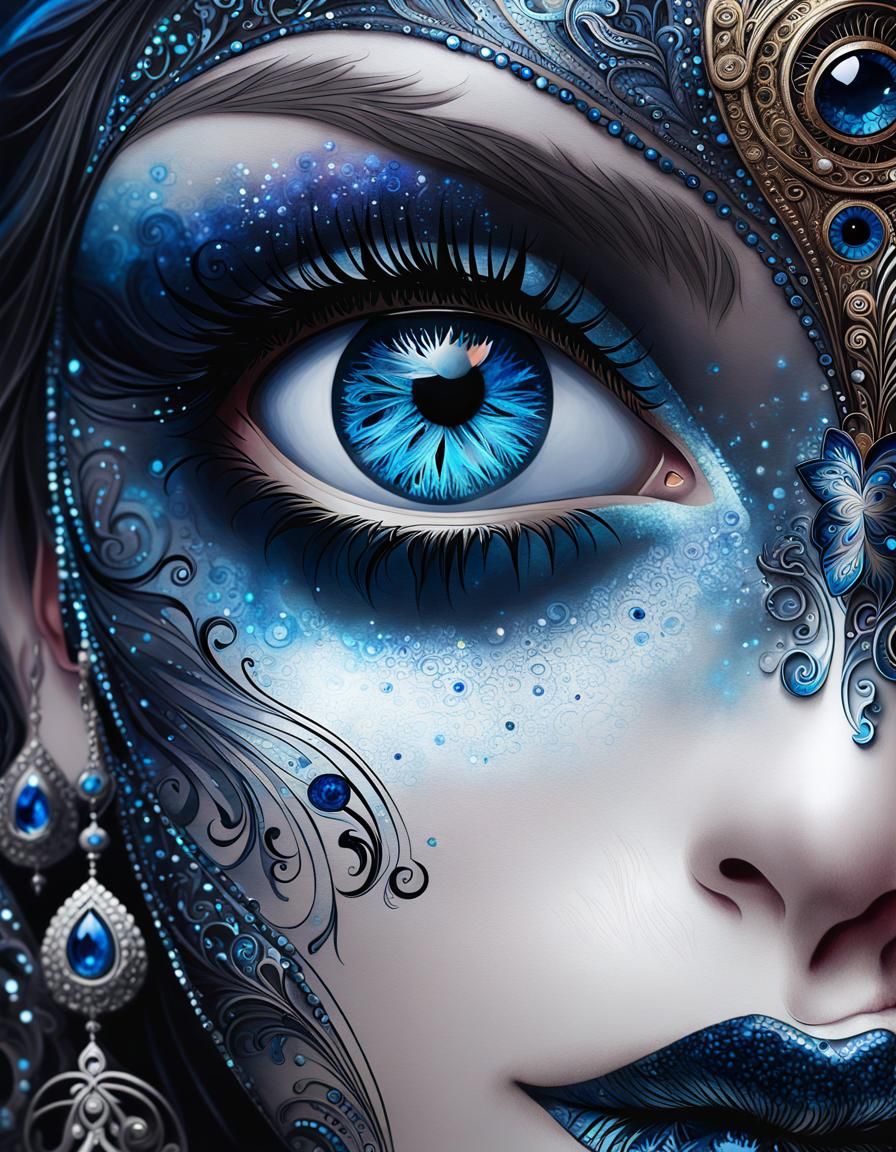 Surreal Visions Reflected in Blue Eyes