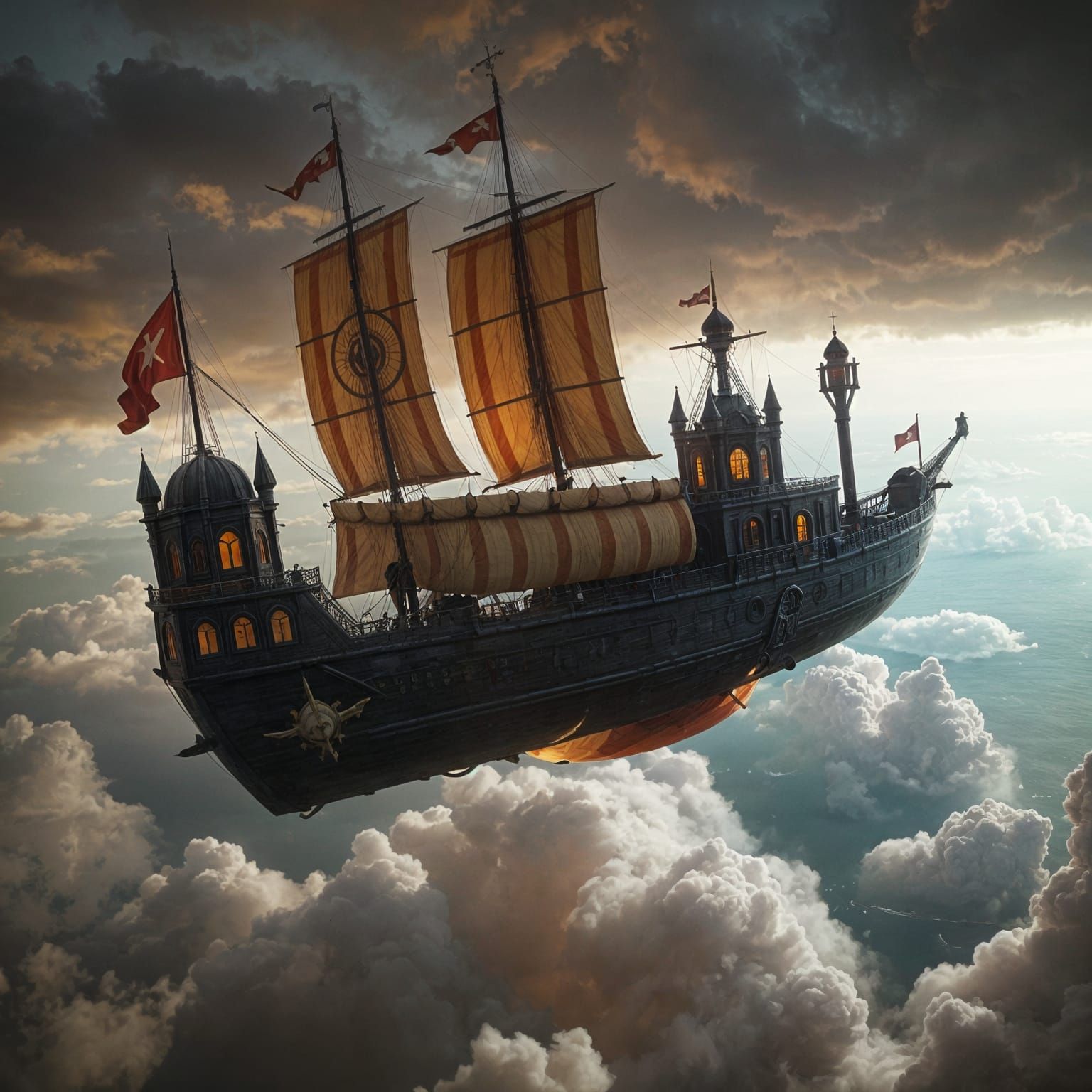 Fantasy Skyship with Magical Propulsion