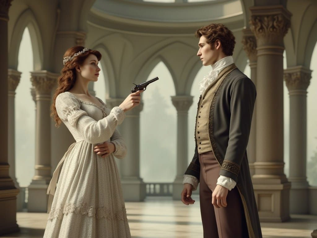 Regency Era Dueling Scene in Elegant Attire