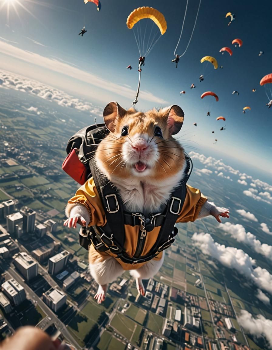 Hamster skydiving