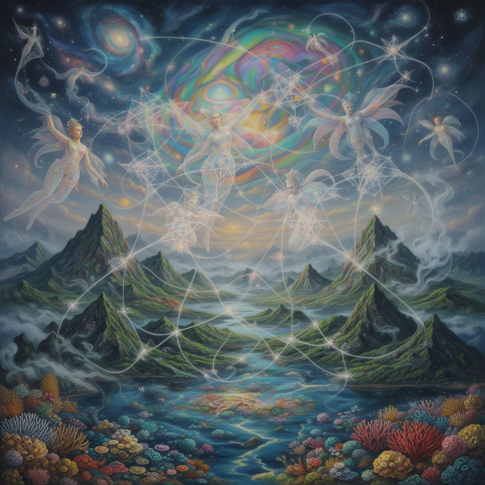 Surreal Tapestry of Interconnected Realities in Oil Painting...