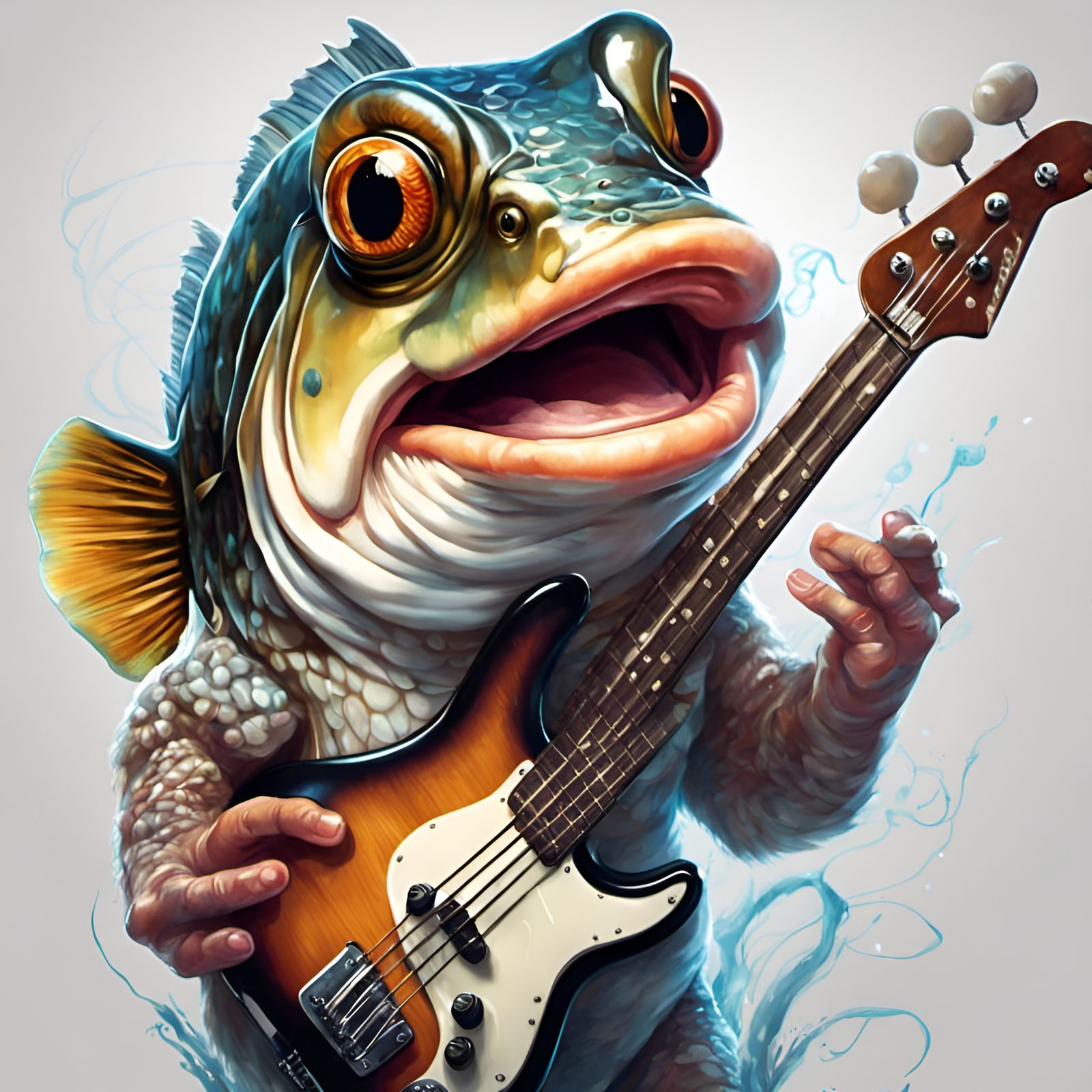 Bass Fish Rocks Out on Electric Guitar