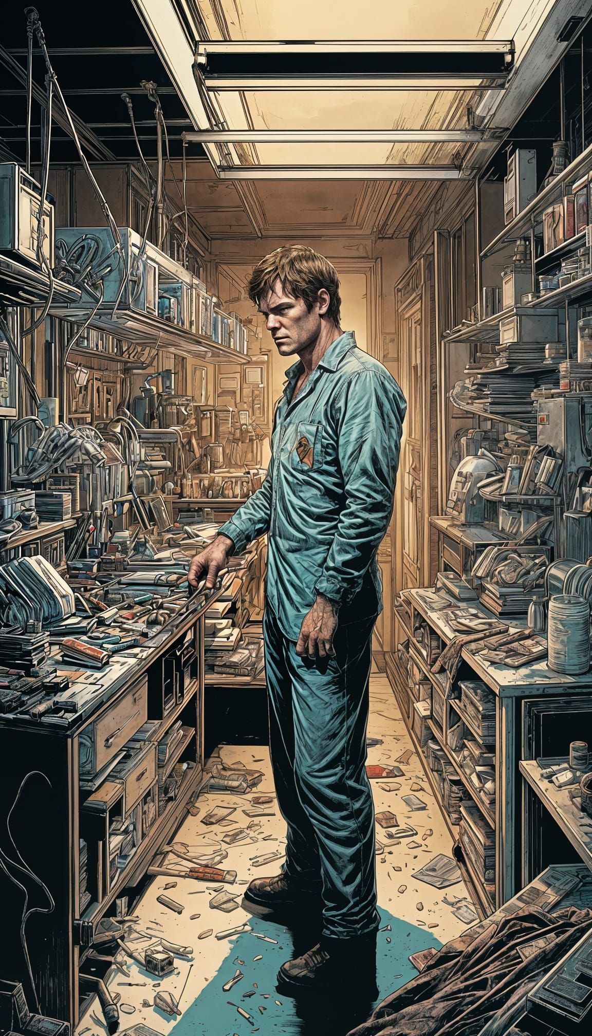 Dark Vigilante Dexter Morgan in a Haunted Killing Room