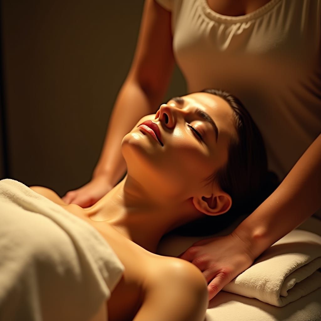 Serene Massage in Golden Cinematic Light