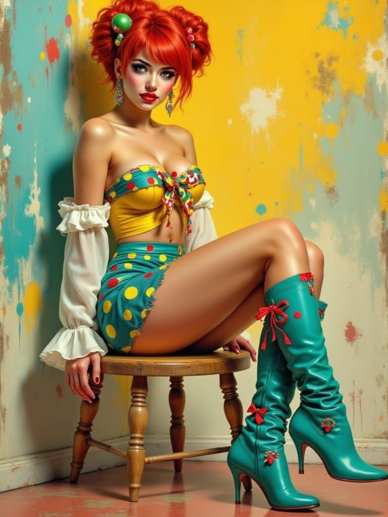 Vibrant Clown in Impasto Style