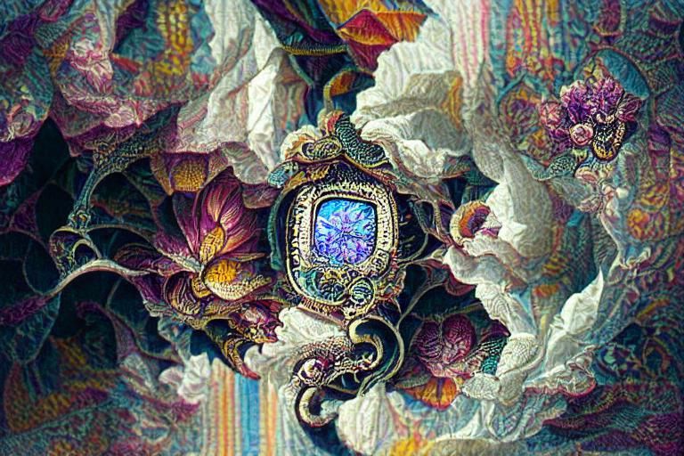 Intricate Quilt Stitched Art Nouveau Needlepoint