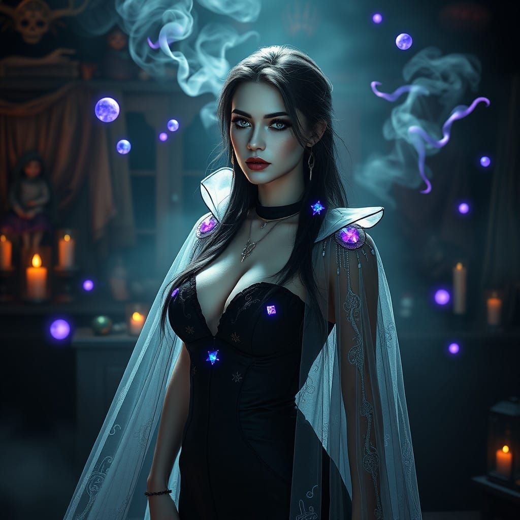 Ethereal Voodoo Sorceress in Gothic Attire