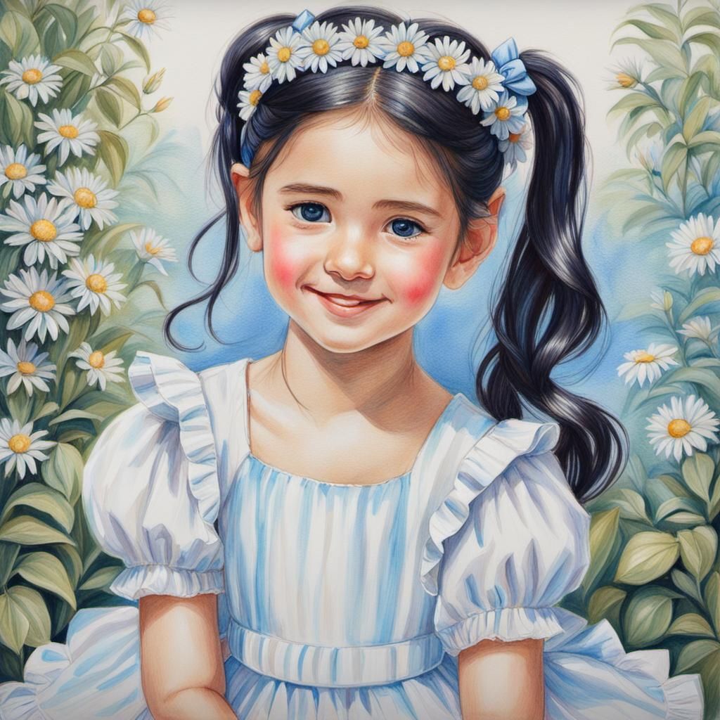 Girl in Summer Dress: Colored Pencil Impressionism