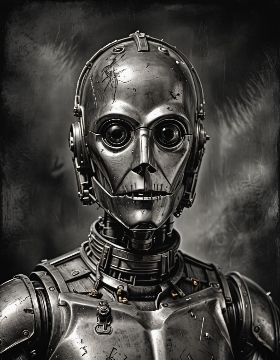 C3PO Grunge Portrait in Studio Harcourt Style