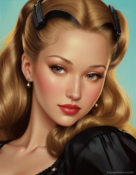 Anna Kournikova as 40s Pin-Up Girl, Elvgren Style