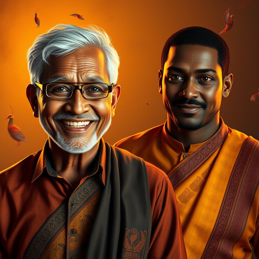 Tamil Father and Son Portrait in Golden Light