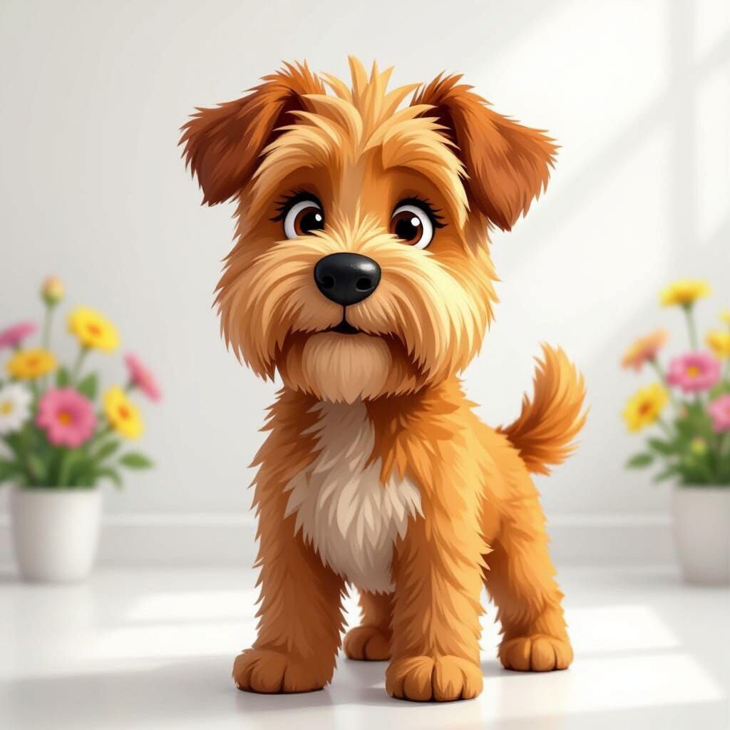 Cartoon Dog in White Room, Animation Style