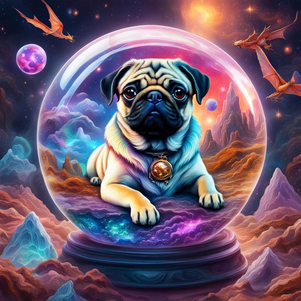 Pug and Dragon in Multiverse Crystal Ball