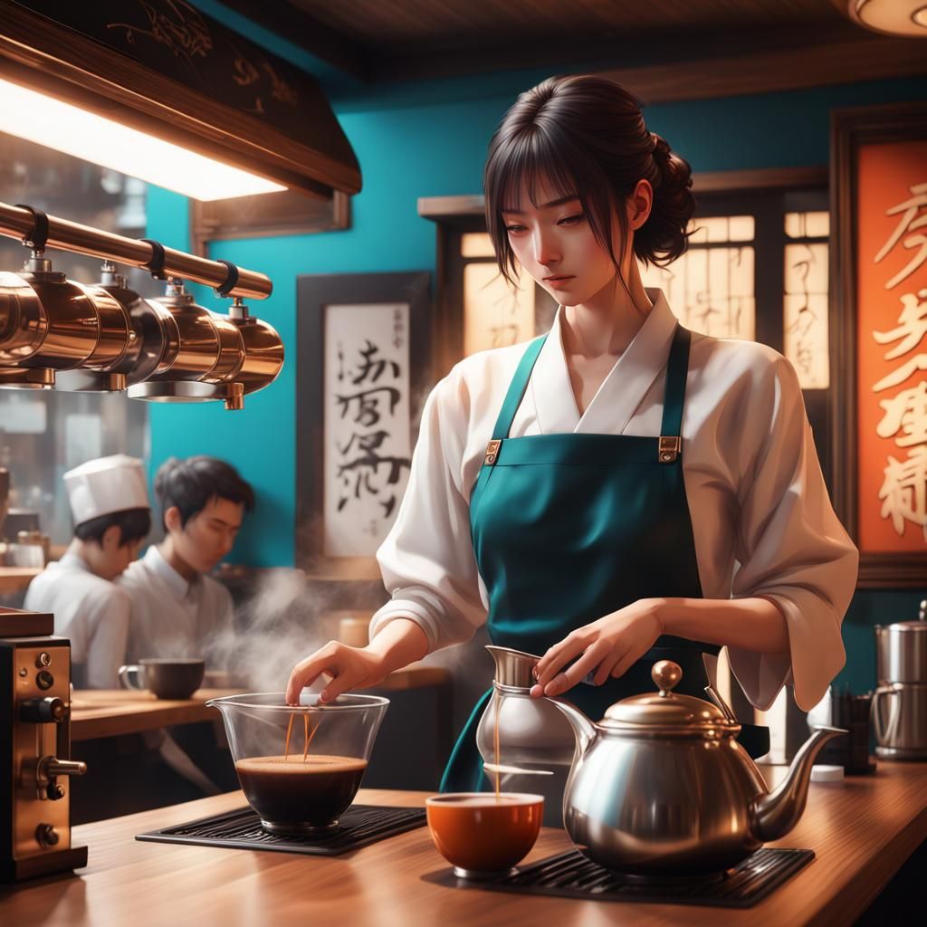 Modern Japanese Coffee Shop Concept Art