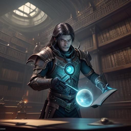 A grand cosmic library floating in the depths of space. Mass...