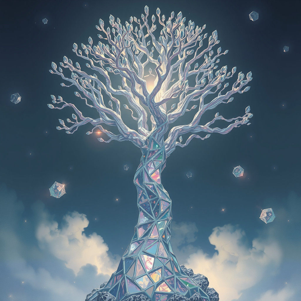 Majestic Crystal Tree in Futuristic Landscape Style