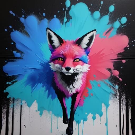 Colorful Graffiti Fox in Street Art Style