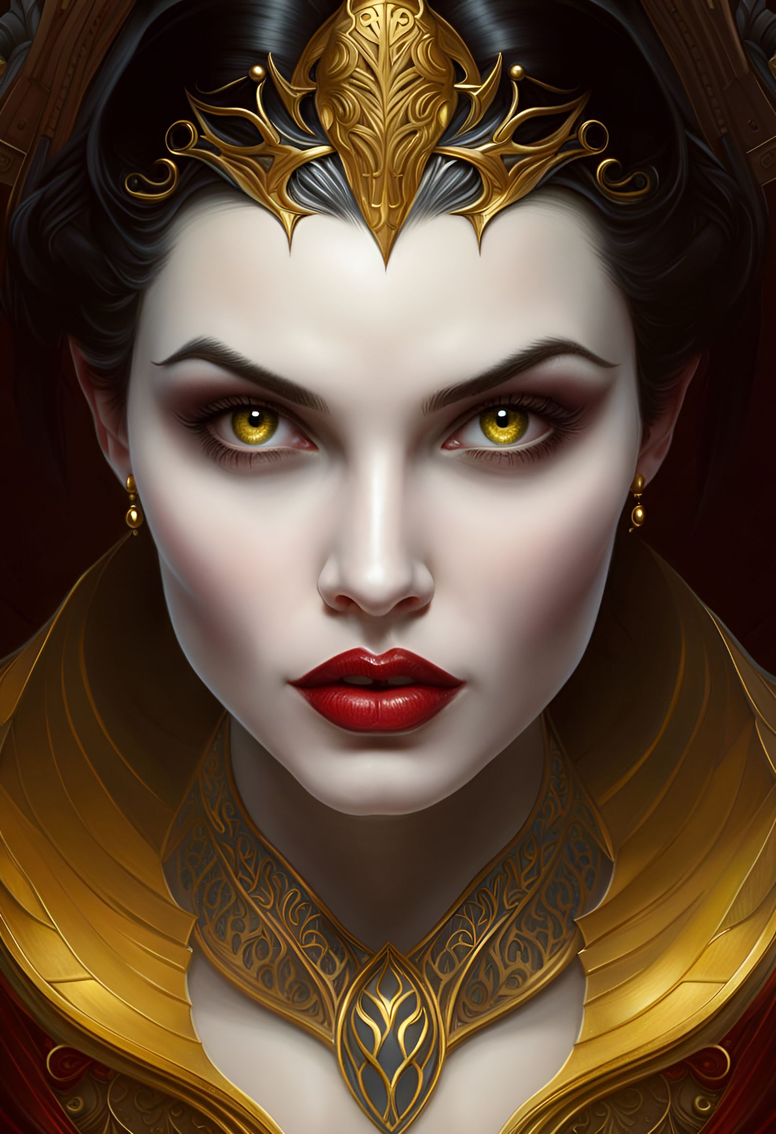 Snow White Vampire Portrait in Hyperrealistic Style