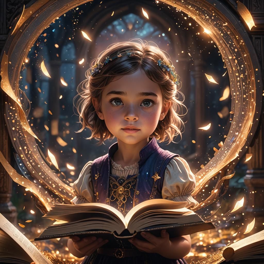 Girl with Enchanted Book, Digital Art