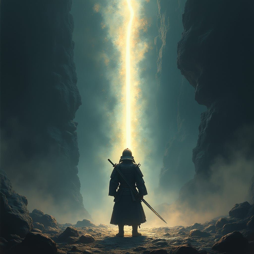 Samurai's Light Sword Battles Cosmic Void