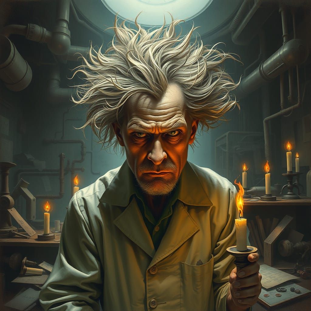 Surreal Scientist in a Futuristic Laboratory