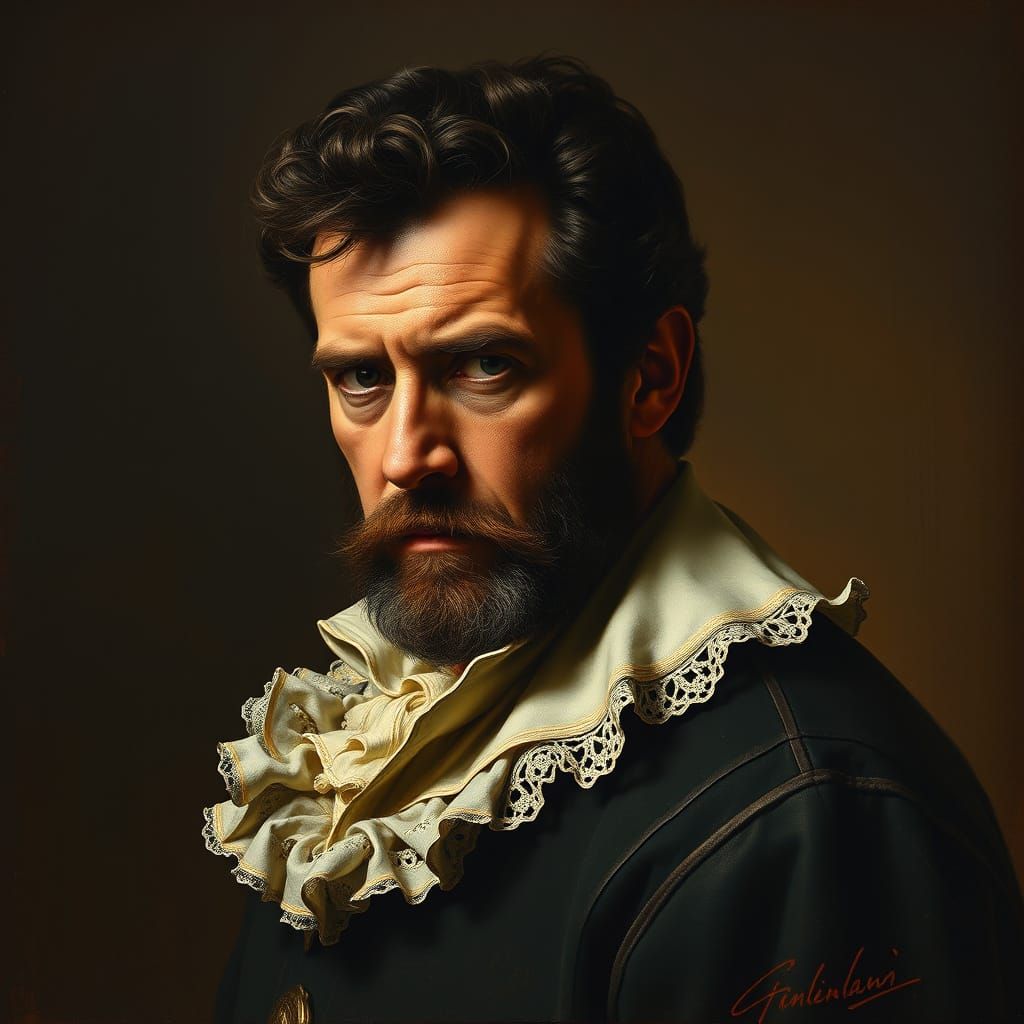 Dramatic Portrait in Rembrandt Lighting