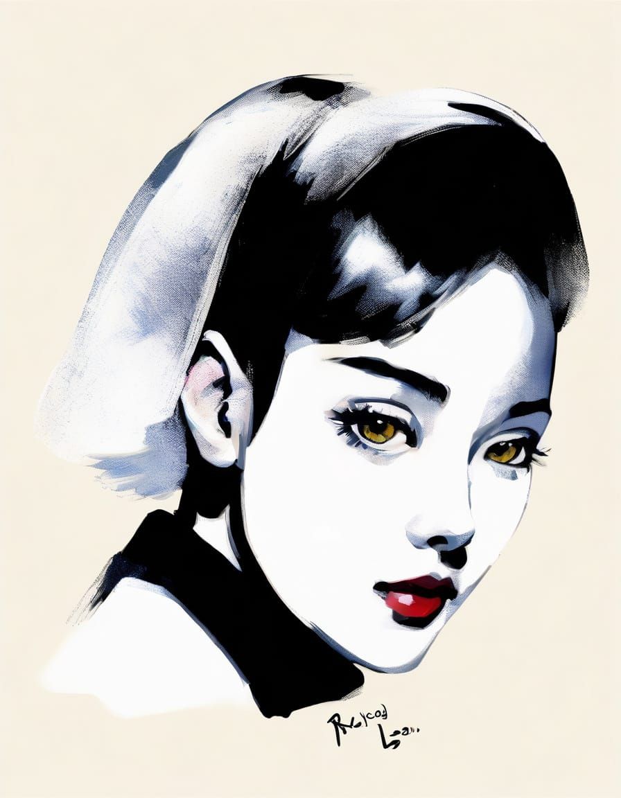 Kawaii Girl in Flowing Petticoats Dress, Impressionist Style