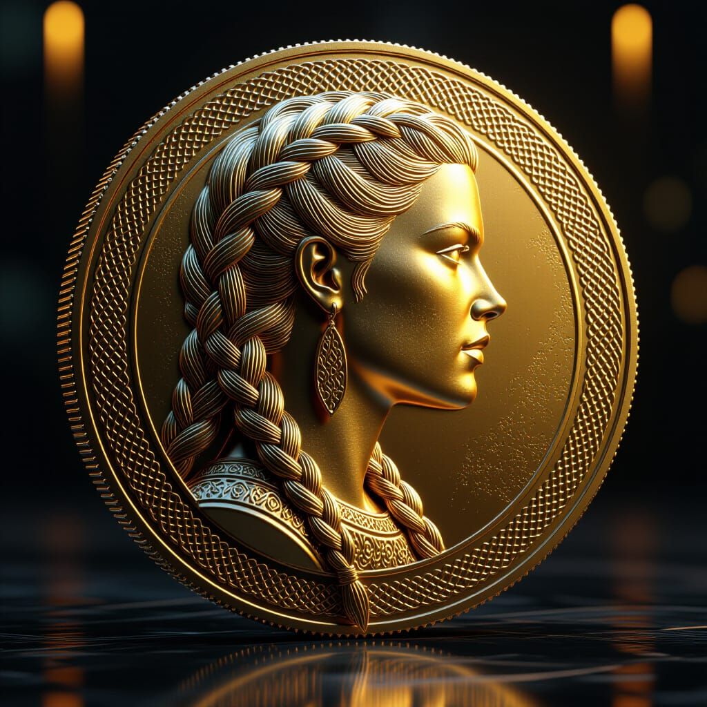 Viking Woman Gold Coin with Filigree Detail