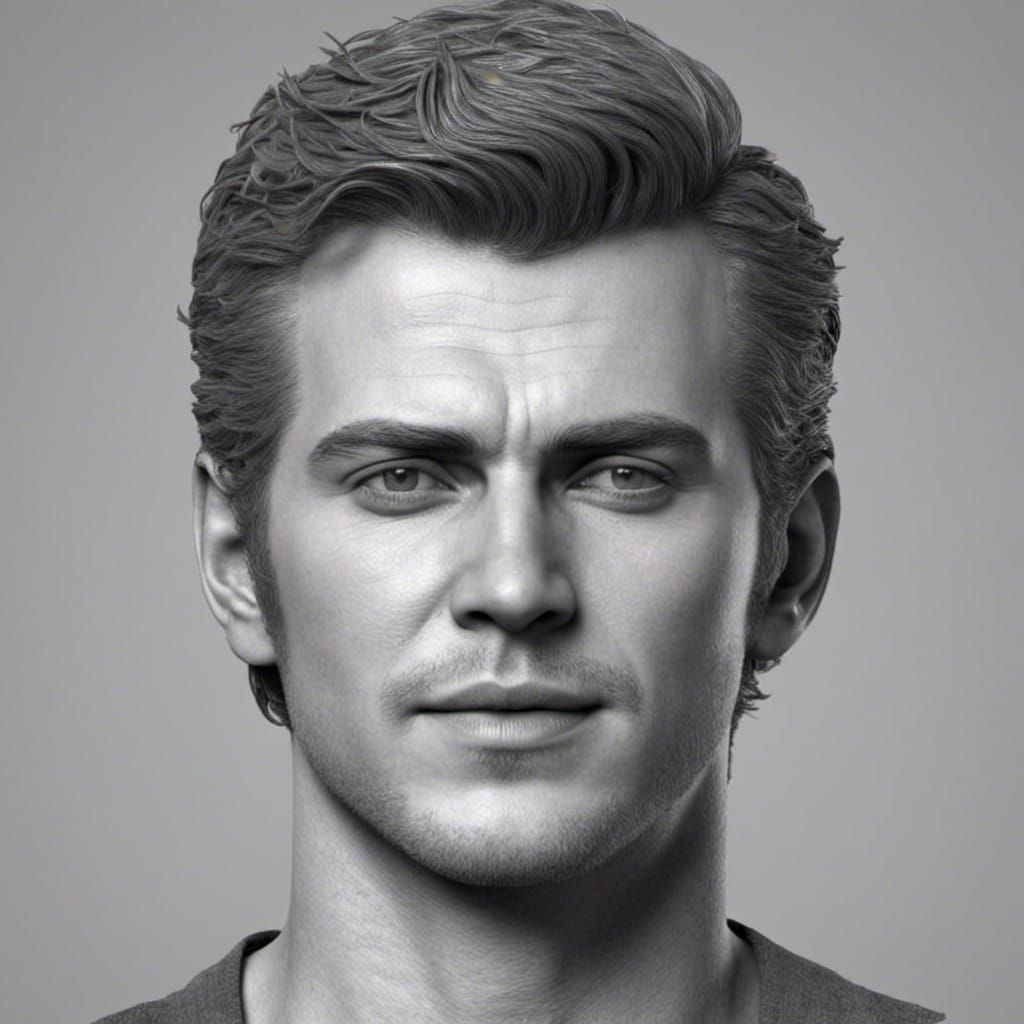 Hyperrealistic ZBrush Portrait of a Man in Grayscale