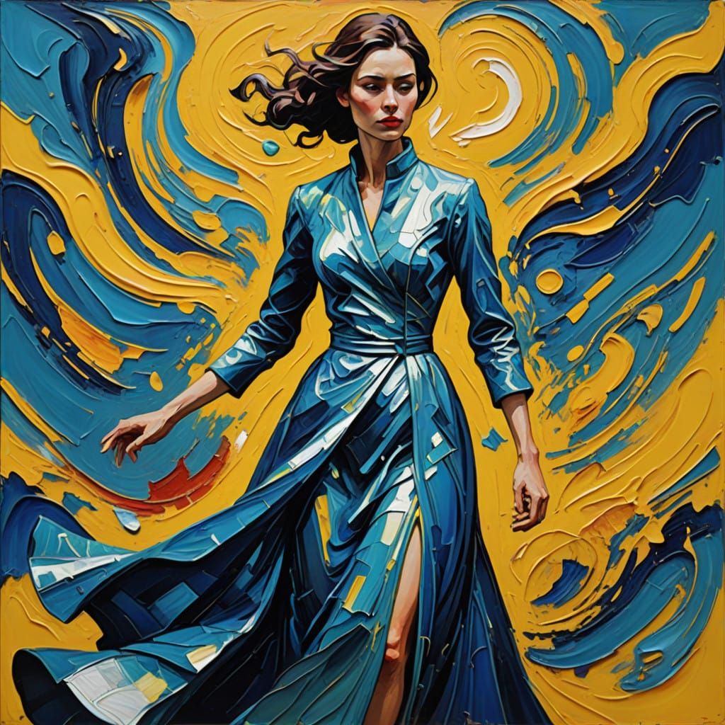 Ethereal Goddess in Iridescent Aura, Neo-Expressionist Style