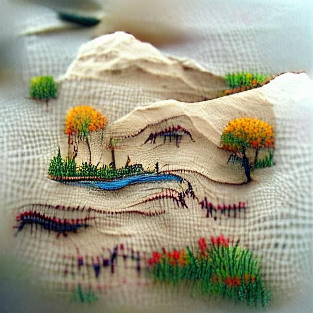 Colorful Embroidered Landscape Art