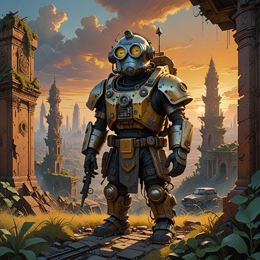 Heroic Gele Minion in Ancient Ruins, Golden Light