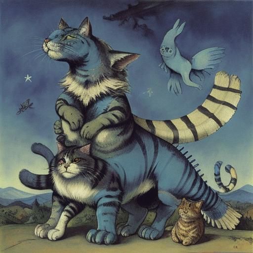 Cat Repairs Cosmosaurus: Surrealist and Romantic Styles