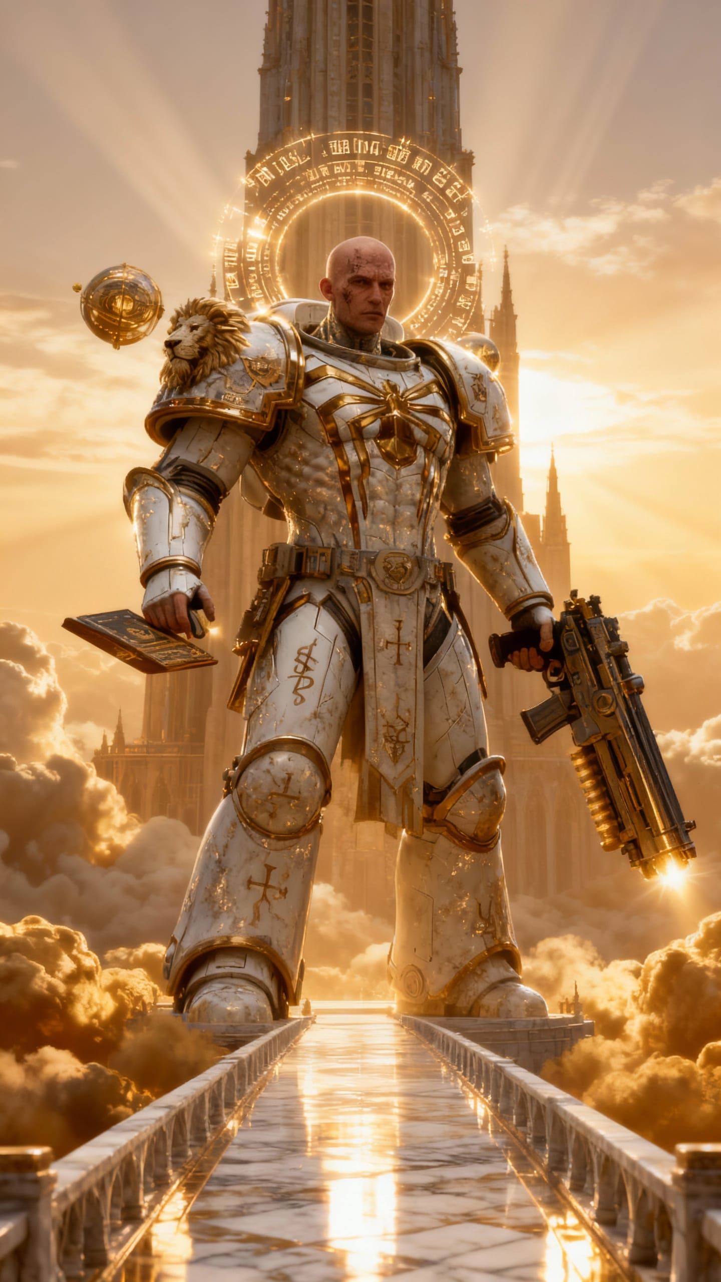 Colossal Primarch on Golden Clouds with Luminal Pistol