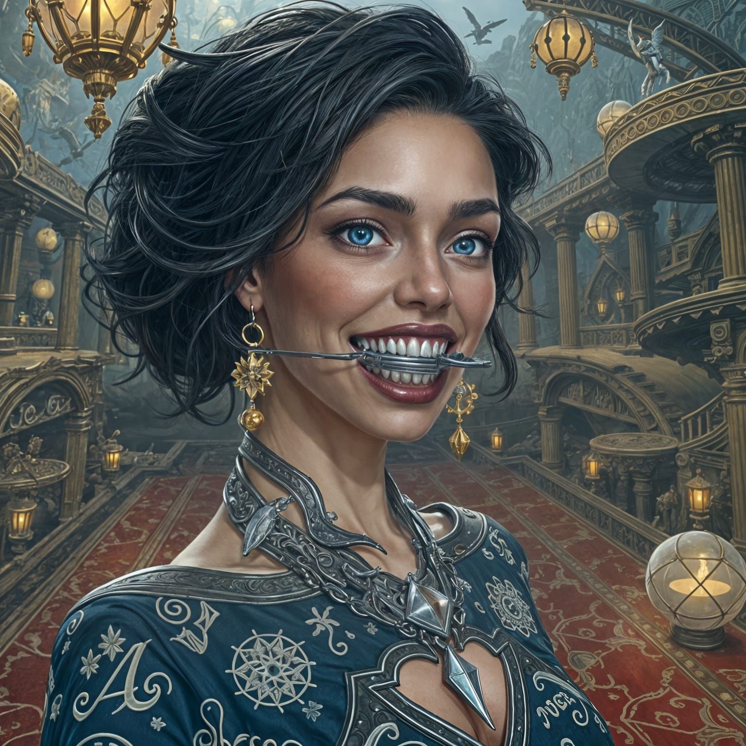 Regal Woman Defies Silence in Mystical Realm