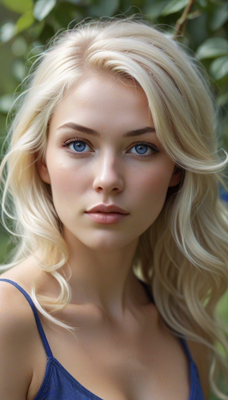 Innocent Platinum Blonde Woman on Blueberry Hill