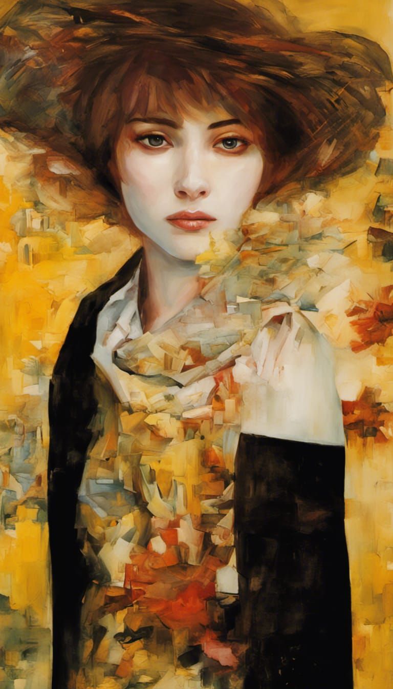 Beautiful French lady in yellows and black