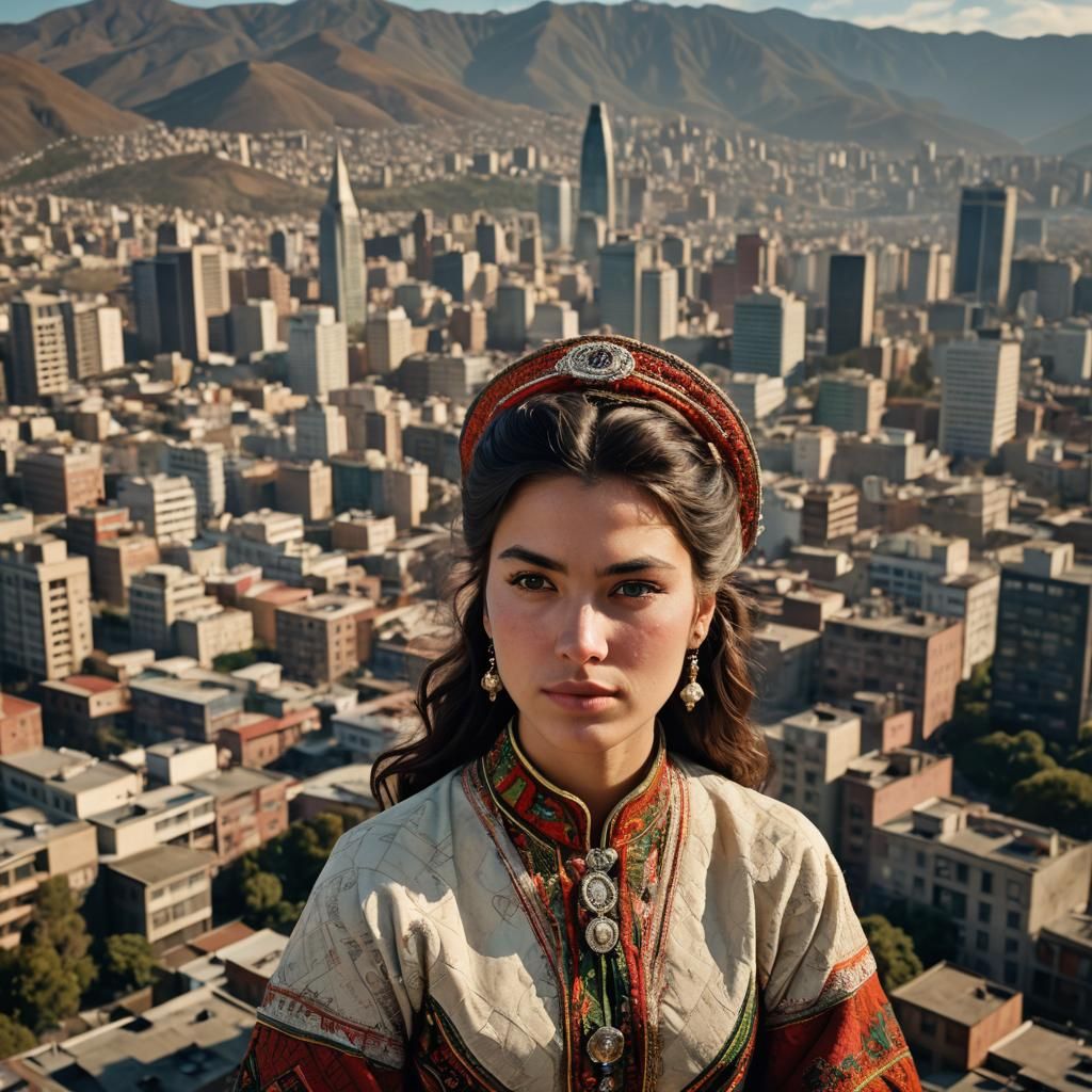 Chilean Woman Portrait in 1960s Style