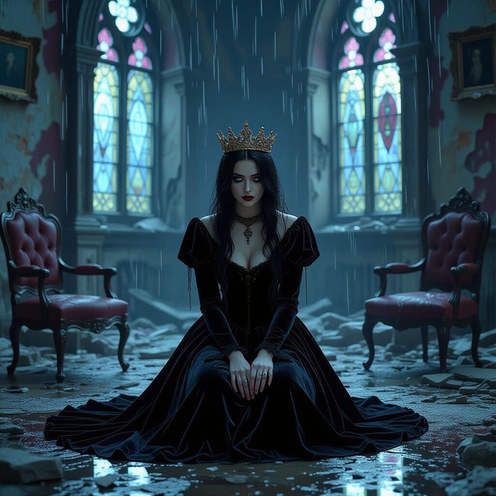 Gothic Princess in Ruined Castle: Fantasy Concept Art