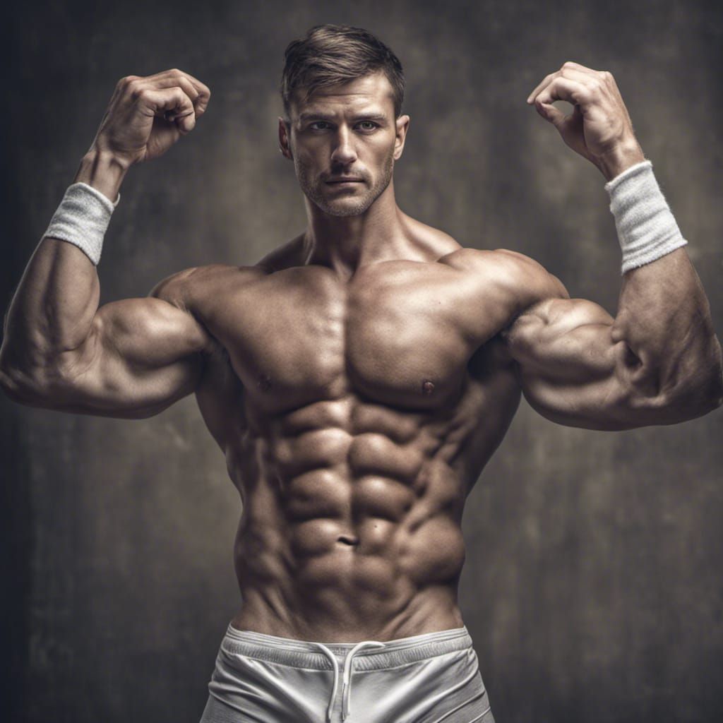 Hyperrealistic Muscle Man in White Underwear