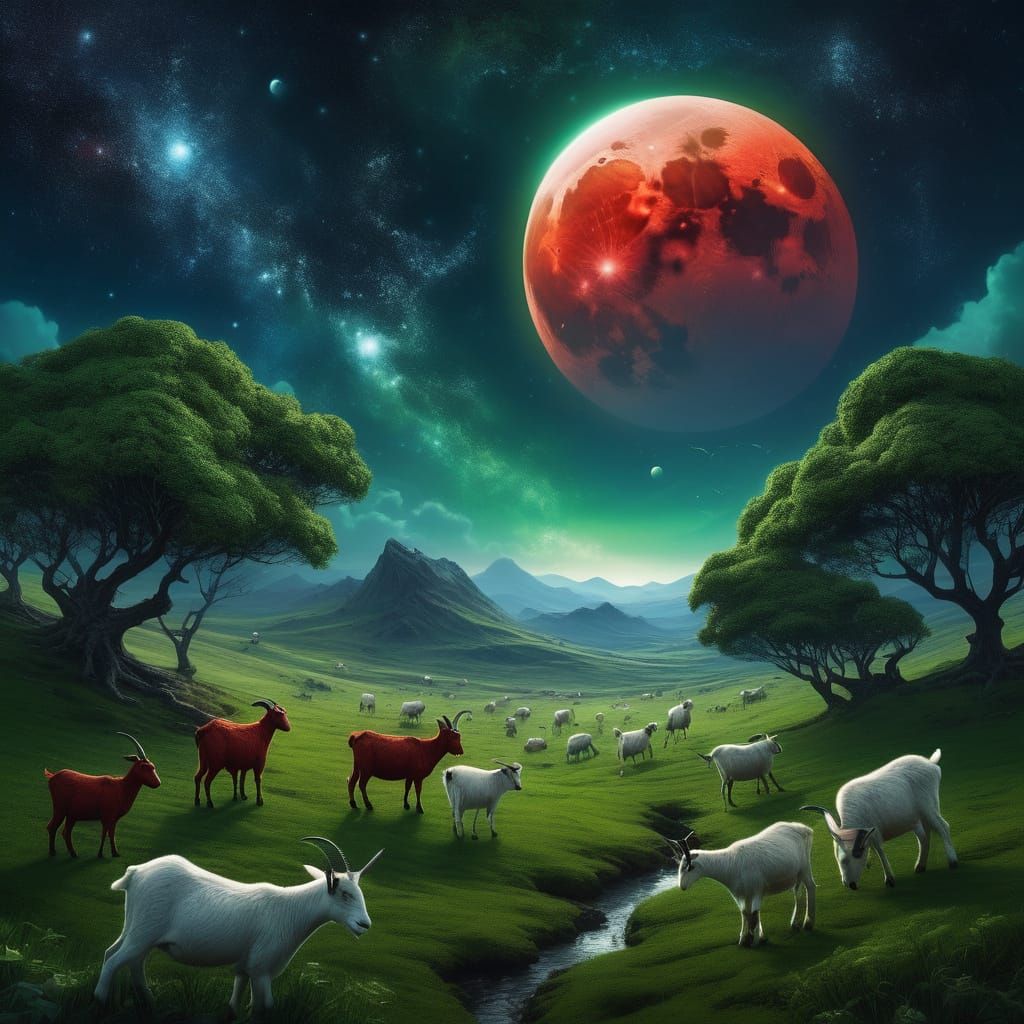 Cosmic Goat Galaxy Landscape Matte Painting